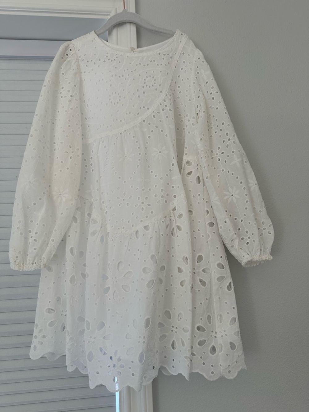 Zara White Eyelet Cotton Dress for Girls